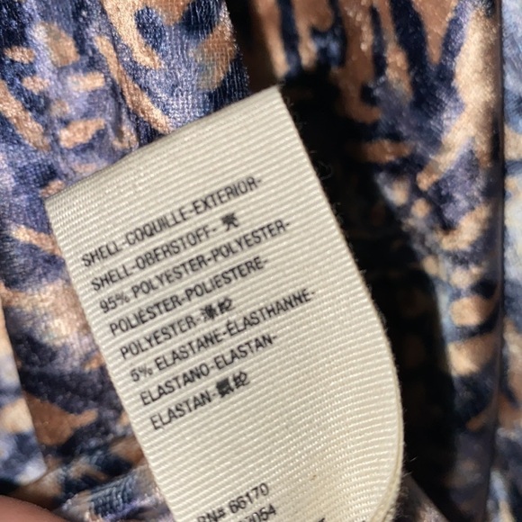 Free People shirt go get em velvet velour tan & blue xs smocked soft boho - Picture 7 of 8